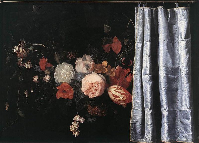 Adriaen van der Spelt Flower Still-Life with Curtain oil painting picture